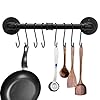 Sumnacon 16 Inch Industrial Pipe Pan Pot Rack with 8-Hooks, Wall Mounted Metal Rail Kitchen Utensil Pot Pan Lid Storage Organizer/Cookware Holder with Hardwares Sumnacon 16 Inch Industrial Pipe Pan Pot Rack with 8-Hooks, Wall Mounted Metal Rail Kitchen Utensil Pot Pan Lid Storage Organizer/Cookware Holder with Hardwares