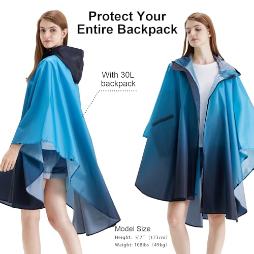 Image of salamra Rain Poncho Jacket - Hooded Waterproof Raincoat with Pocket for Women Men Adults