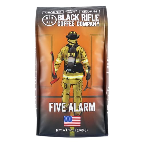 Black Rifle Coffee Company Five Alarm, 12oz Bag, Ground Coffee Medium Roast - Roasted Blend Made from Arabica Beans - Colombian & Brazilian Beans - Veteran Founded & American Made