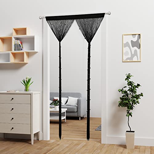 Beaded Curtain Door String Curtains,Doorway Beads Curtains Hanging Room Divider Beaded Decor Hippie Glitter Fringe Panel Closet Window Doors Sequin Boho Doors Tassel(Black, 39×79In100×200Cm) #TOP2