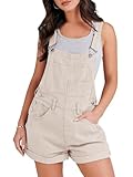 ANRABESS Overalls for Women 2024 Summer Casual Loose Fit Adjustable Shorts Denim Overall Rompers Bib Jeans Shortalls Outfits Apricot Medium