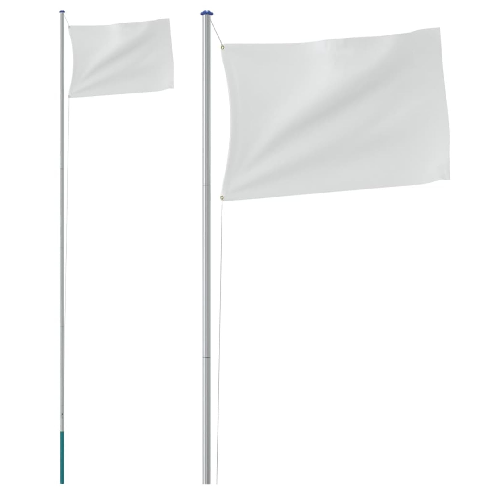 Homgoday Mástil de Bandera Modular Aluminio Plateado 6,23 m