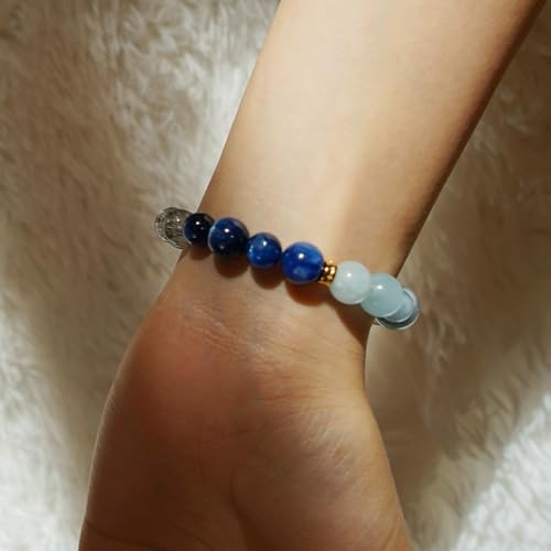Image of Five Elements Solid 925 Sterling Silver 18K Gold /White Gold Vermeil Crystal Gemstone Beads Bracelet gift for women