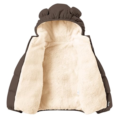 Image of Toddler Boys Girls Thicken Winter Coat Baby Fleece Warm Cute Bear Ear Hooded Jacket Clothes 2024