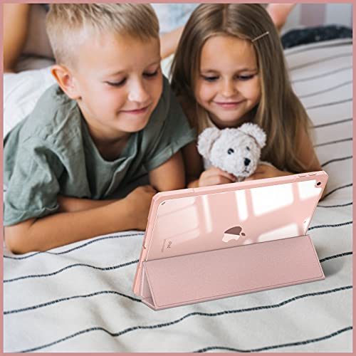 Fintie Hybrid Slim Case for iPad 9th / 8th / 7th Generation (2021/2020 / 2019) 10.2 Inch - [Built-in Pencil Holder] Shockproof Cover with Clear Transparent Back Shell, Rose Gold by FINTIE - Image 9