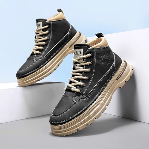 Men's Fashion Casual Shoes Men's Lace-Up High Top Fashion Sneakers Outdoor Non-Slip Shock-Absorbing Running Sports Shoes4