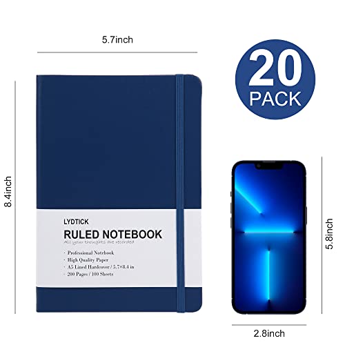 LYDTICK 20 Pack Journals for Writing College Ruled Notebooks Journal in Bulk, Hardcover Notebooks (200Pages) for Note Talking, Lined Bullet Journals for Home School Office, 5.7"x8.4", Navy by LYDTICK - Used condition - Image 2