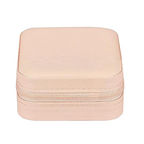 Image of Zephorus Jewelry Organizer PU Leather Zipper Portable Storage Box Case with Dividers Container for Rings, Earrings, Necklace Home Organizer (Pink)