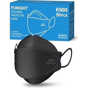 Funight KN95 Face Masks 50 Pack for Adults, Breathable and Comfortable KN95 Mask with Elastic Ear Loop, Filter Efficiency≥95%, Black