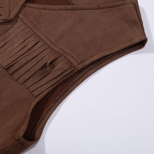 Girls Western Fringe Crop Vest Sleeveless Boho Tassel Jacket Faux Suede Cowgirl Cardigan 70s Hippie Party Summer4