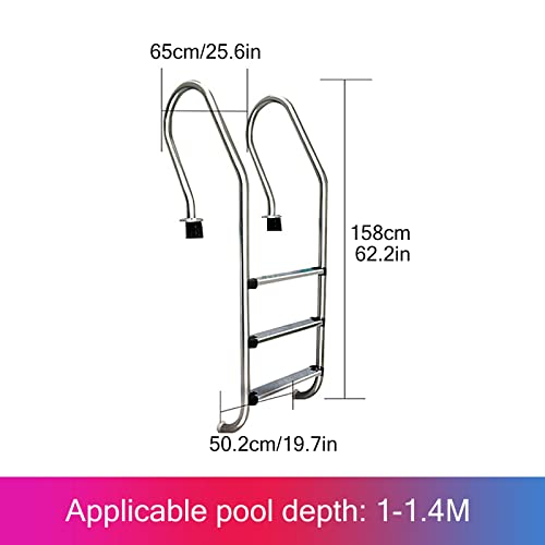 Escalera para piscina de acero inoxidable, 3 peldaños con paso antideslizante miniatura 2