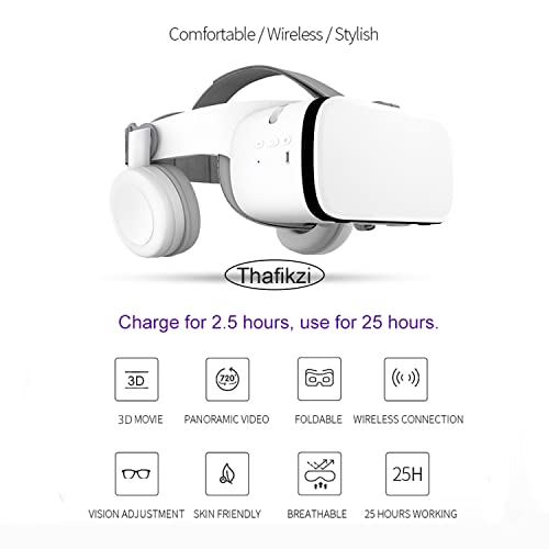 Virtual Reality Headset For Phones 3D Vr Glasses With Remote Controller For Movies & Games Metaverse Goggles With Bluetooth Headset, Compatible With Iphone/ Android Phones (Mocute Controller) #TOP1