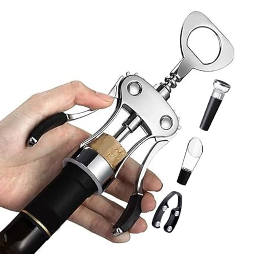 Abrebotellas de vino con accesorios aireador, vertidor y desvío, abridor de botellas de cerveza - para cocina, bar, camping, barbacoa, boda, cena, restaurante reunión