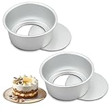 EUBSWA Rund Backform, 2 Stück 14 cm Kuchenform rund, Backform Set tortenform backformen Runde Edelstahl-Kuchenform mit Antihaftbeschichtung für Kuchen,Brownies,Torten,Lasagned