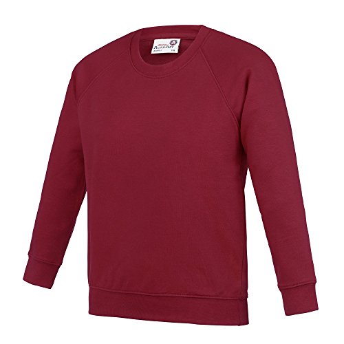 Image of AWDis Academy Childrens/Kids Crew Neck Raglan School Sweatshirt (11-12 Years) (Claret)