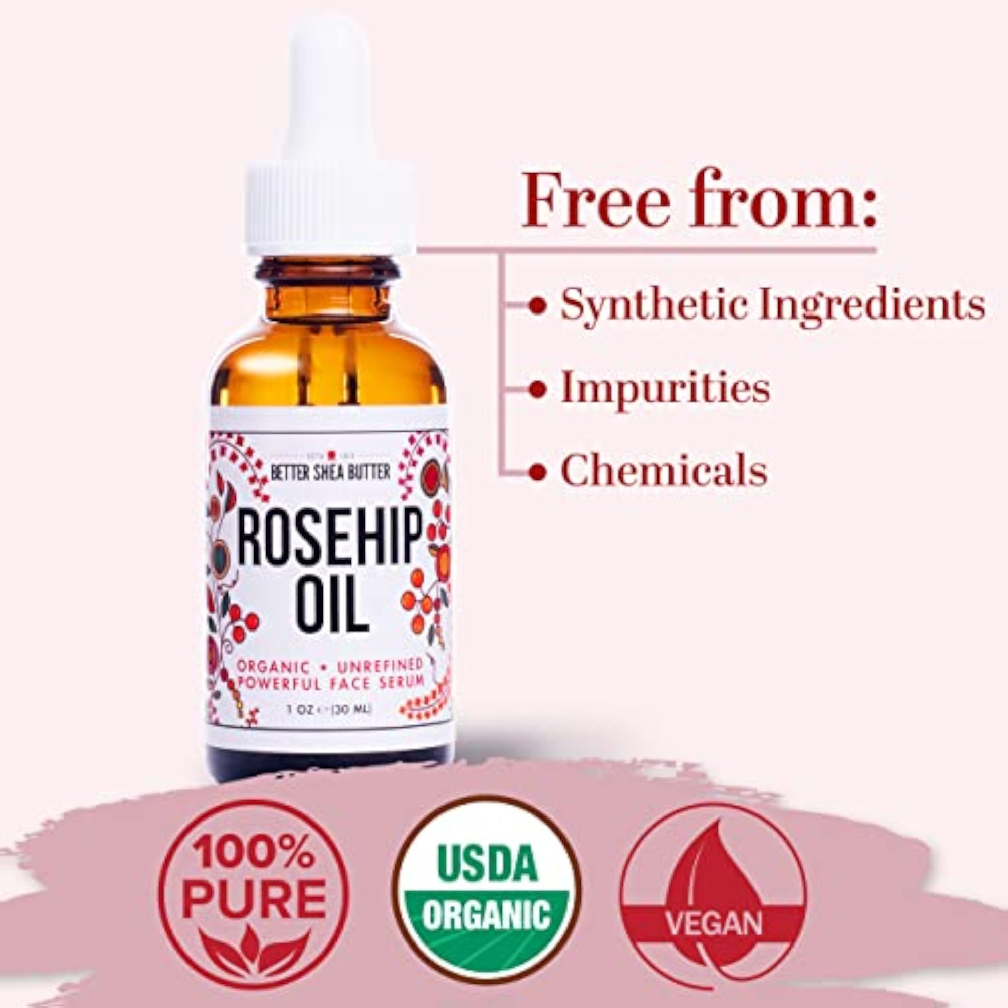 Organic Rosehip Oil, 30ml for Skin Nourishment
