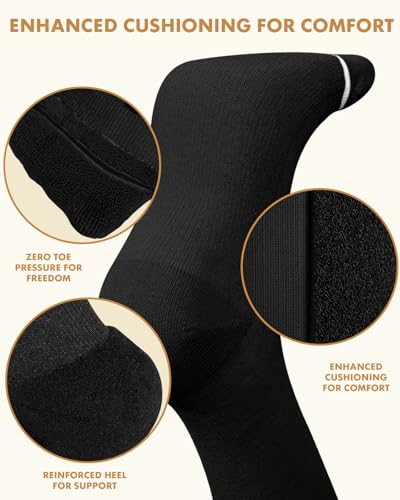 Image of Thick Soft Cotton Compression Socks for Women Men 15-20mmHg Knee High Breathable Cotton Socks for All Day Comfort