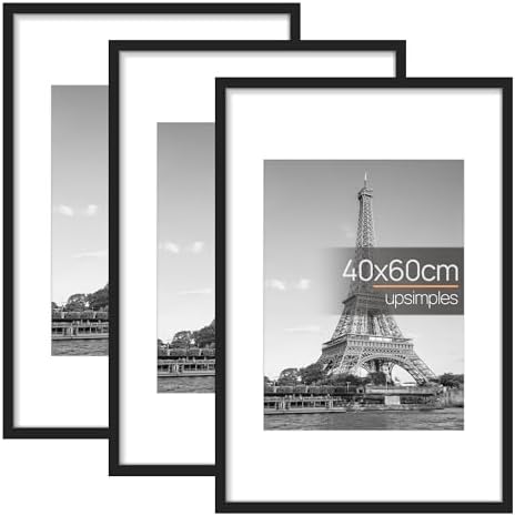upsimples 3 Pack Bilderrahmen 40x60 Schwarz, Posterrahmen für Fotografie | 40x60 cm Bilderrahmen für Wanddekoration, Poster und Kunstwerke, Fotorahmen für Kinderzimmer, Wohnzimmer