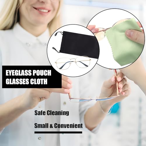 Image of 15pcs Sunglasses Pouch, Sunglass Pouches with Drawstrings, Soft Sunglasses Case for Women Men (15, Black), Small