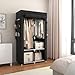VTRIN Portable Closet Wardrobe Closet for Hanging Clothes with 4 Storage Shelves, 2 Hanging Rods and 6 Pockets, Stable and Easy Assembly Clothes Rack with Cover Free Standing Closet for Bedroom, Black