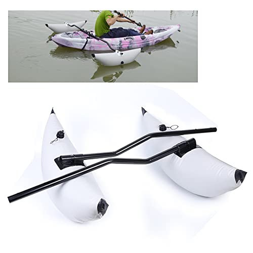 Gdrasuya10 Inflatable Kayak 2Pcs Outrigger Canoe Stabilizer Pontoon PVC Fishing Float Tube Kit Stabilizer Tool Kit White for Kayaks Canoes Fishing Boats Easy Install