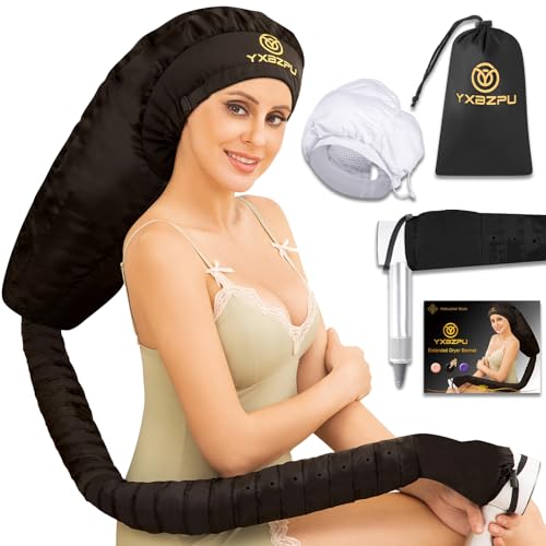 Bonnet Hair Dryer Hooded Hair Dryer Attachment Dryer Hooded Diffuser Cap for Curly Speeds Up Drying Time Safety Deep Conditioning At Home(Black)
