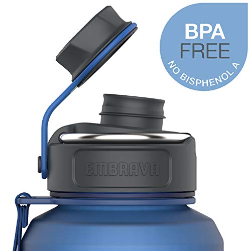 Image of Embrava Sports Water Bottle (40oz, Blue) Carry Ring - Fast Flow Wide Mouth