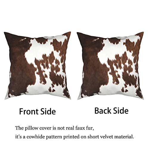 Cow Print Throw Pillow Covers 2 Pcs Cowhide Pillow case 18x18 inch Farmhouse Pillows Decorative Cushion Cover for Home Couch Bed Sofa - Image 4