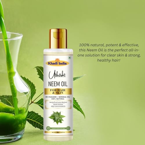 Image of Khadi Neem Oil For Skin & Hair 100ml | Pure & Natural Oil for Hair Growth & Nourishing Skin Care | Non Sticky, Paraben, Mineral Oil Free | For All Hair Types | Daily Use for Men & Women