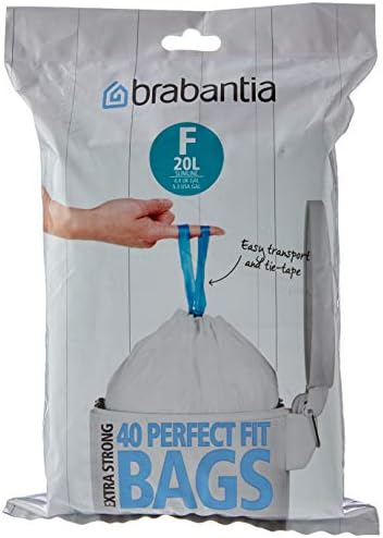 Brabantia IdealFit Bin Liners (Size W/5 Litre) Ideal Quality Thick Plastic Trash Bags with Tie Tape Drawstring Handles (60 Bags)