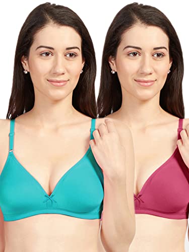 Image of SONARI Omania Womens Non-Padded Cotton Polyester Bras - Solid, Non-Wired, Medium Coverage, Hand Washable (Pack of 2)