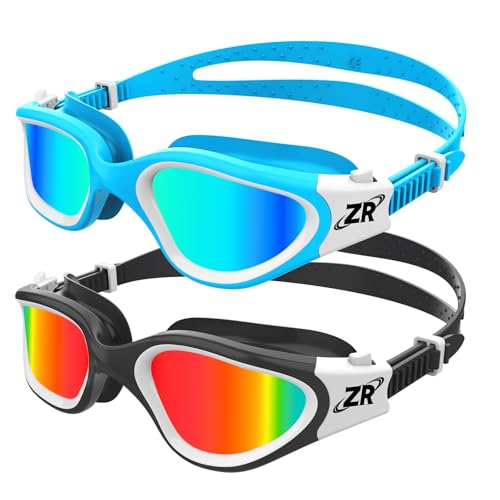 ZIONOR Kids Swim Goggles, 2 Packs G1MINI Polarized Swimming Goggles for Girls and Boys, UV Protection Anti-Fog for Child and Youth （RedLens+GoldLens）