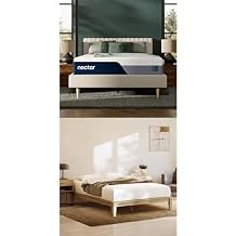 Nectar Twin XL Bamboo Platform Bed Frame & 13 Mattress - Natural Color - Easy Tool Free Set Up - Contemporary and Durable - Sturdy Wooden Slats for Support - Holds Up To 500 Pounds
