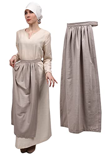Kuoin Medieval Cosplay Half Apron, Vintage Linen Waist Apron(Grey) #TOP18