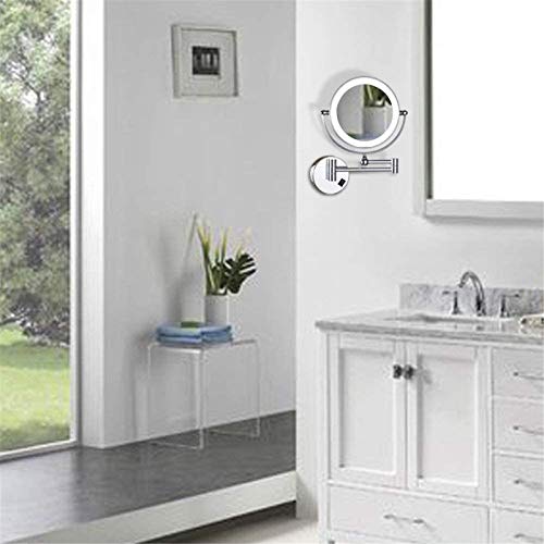 Miroir de maquillage mural LED 5x chromé pivotant à 360°