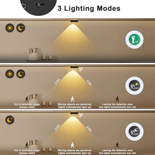 Lightsjoy Motion Sensor Lights Indoor Wireless Under Cabinet 6 Pack Rechargeable Night Light Battery Spot Lights Dimmable Stair Lights Cupboard Kitchen with Remote Control Brightness Adjustable Black - Cosy Home Interiors Lightsjoy Motion Sensor Lights Indoor Wireless Under Cabinet 6 Pack Rechargeable Night Light Battery Spot Lights Dimmable Stair Lights Cupboard Kitchen with Remote Control Brightness Adjustable Black - Image 3
