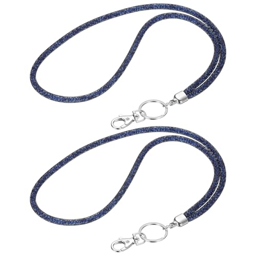Cordon porte-clés strass bleu foncé PATIKIL avec fermoir métal pour badge lot de 2