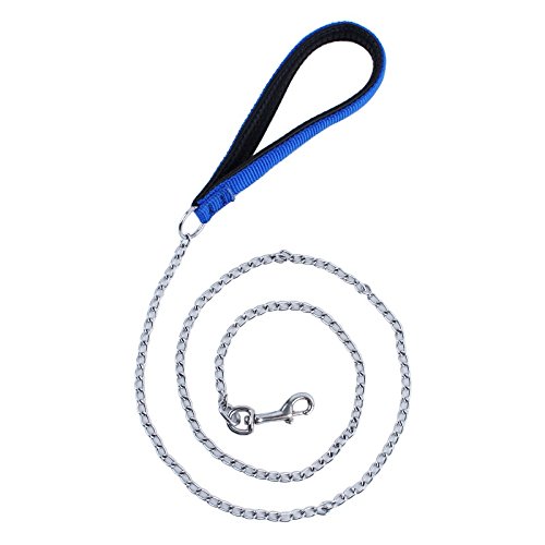 Correa de cadena de acero para perros y mascotas con asa de lazo acolchada, correa de cadena resistente para perros de razas pequeñas y medianas (pequeña) Cover