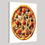 Comida Gourmet Lienzo Arte de La Pared 30 x 20 cm Pizza de frutas Impresiones Sobre Canvas de Arte Pared de Lona, Baño Dormitorio Cocina Hotel Restaurante Listo para Colgar