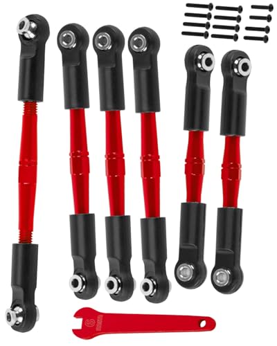 RCMYou Aluminum Turnbuckles Camber Links Upgrades Part for 1/10 Big Rock V3 3S BLX / 1/8 Typhon 3S BLX/Mega 550, (not for Big Rock V1/V2) Alloy Turnbuckles Camber Links Hops Up,Red