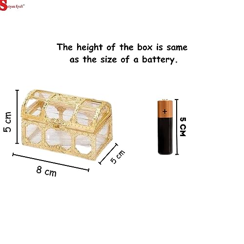 Image of SATYAM KRAFT 6 Pcs Golden Decorative Acrylic Gift Boxes | Empty Mini Storage Box for Sweets, Jewellery, Wedding Return Gifts | Shaadi, Engagement, Pooja, Festive Gifting (8x 5 cm, big)