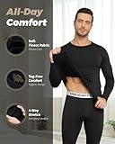 WEERTI Thermal Underwear for Men Long Johns with Fleece Lined Base Layer Men Cold Weather Top Bottom-Black L