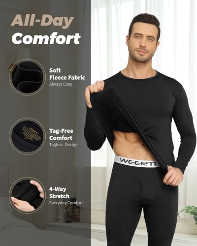 WEERTI Thermal Underwear for Men Long Johns with Fleece Lined Base Layer Men Cold Weather Top Bottom - Image 3