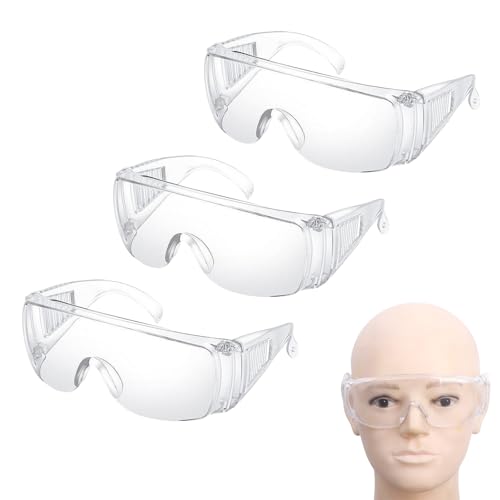 Doukesh 3 gafas de seguridad protectoras antivaho, gafas de seguridad transparentes, gafas de protección ocular, antisalpicaduras, antiarañazos, antipolvo, gafas de laboratorio para trabajo