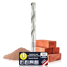 ALPEN 1/2" Masonry Drill Bit Tungsten Carbide-Tipped, Hex Shank for Concrete, Brick, Stone, Tile & Cement Fast, Precise Hammer Drilling Austrian Engineering