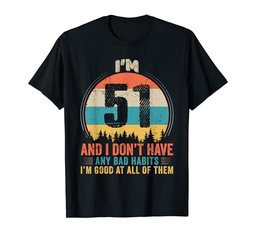 Vintage Funny Humor 51 Years Old Birthday Legends Men Women Camiseta