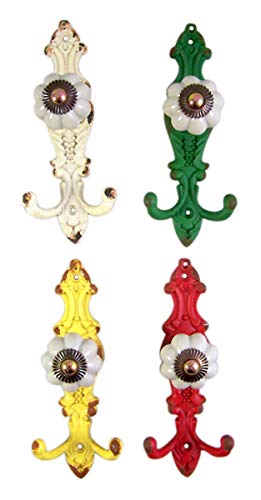 Metal Decorative Wall Hooks With Ceramic Knob Farmhouse Decor, 5 3/4 Inches, Set Of 4 #TOP1