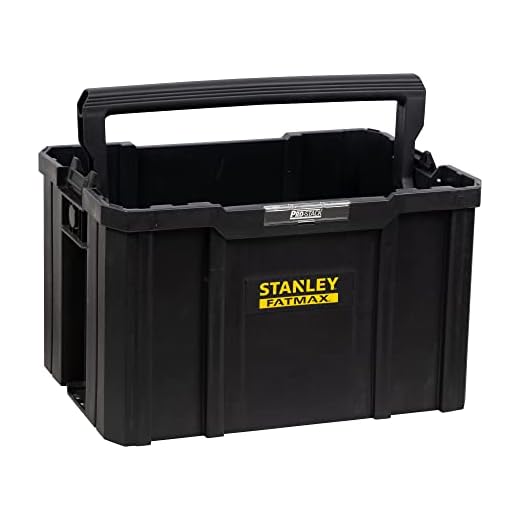 Stanley FMST1-75794 FatMax Pro-Stack Werkzeugtrage (27 Liter, zum Verstauen und Transportieren von Werkzeug, mit ergonomischem und klappbarem Handgriff, geräumige und leicht zugängliche Konstruktion