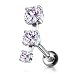 16g 6mm Surgical Steel Triple CZ Crystal Curved Cartilage Stud Earring