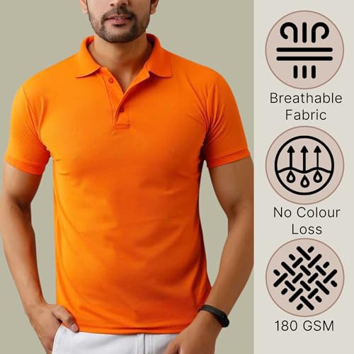 Image of INKKR Men's Polo Neck Half Sleeve Solid T-Shirts